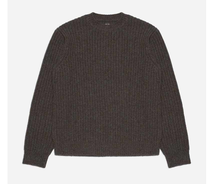 Nudie Jeans August Chunky Crew Neck Knit Brown