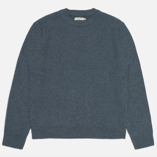 Nudie Jeans August Rib Wool Sweater Bluemelange