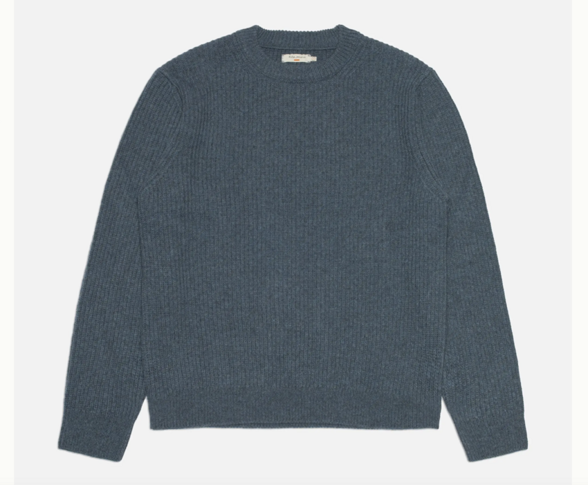 Nudie Jeans August Rib Wool Sweater Bluemelange