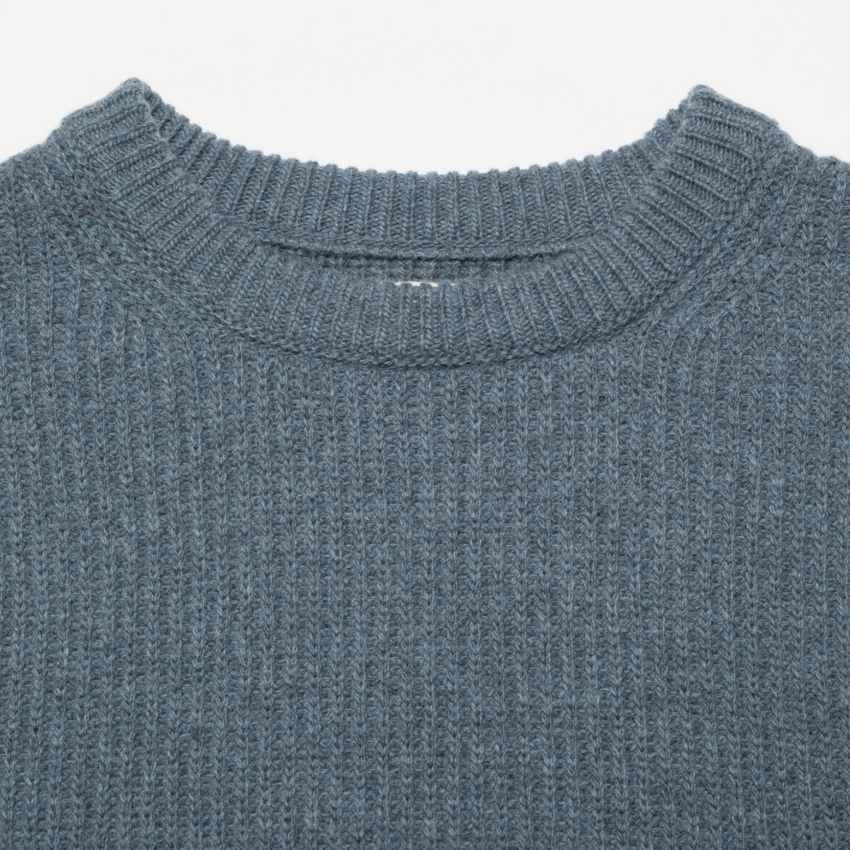 Nudie Jeans August Rib Wool Sweater Bluemelange