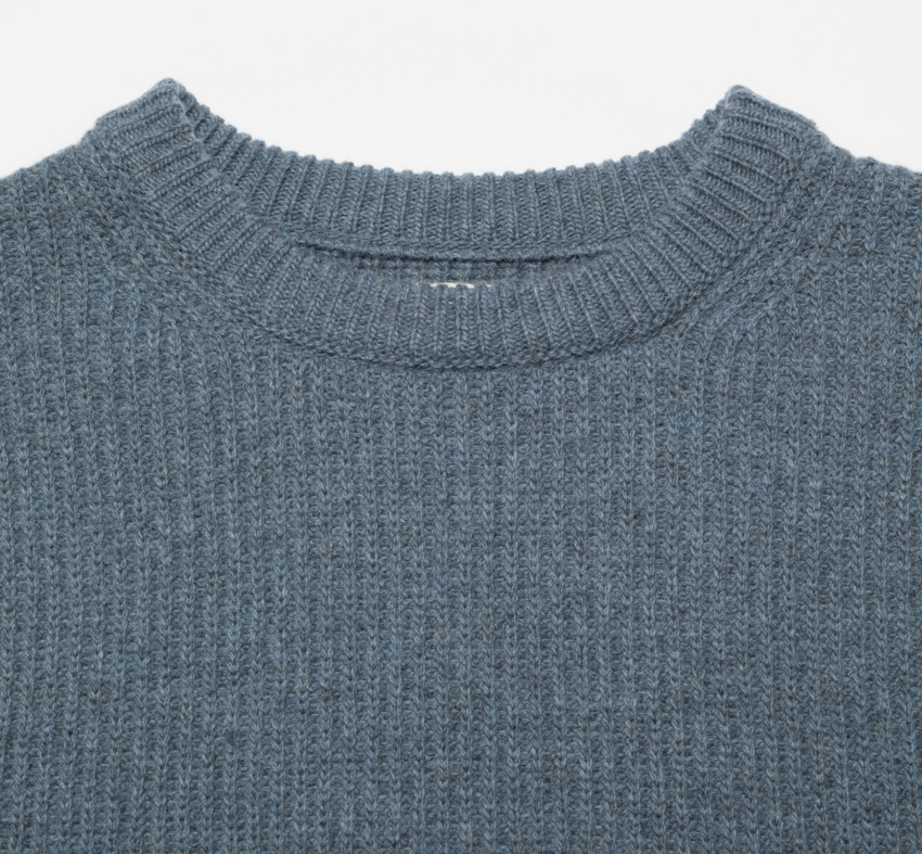 Nudie Jeans August Rib Wool Sweater Bluemelange