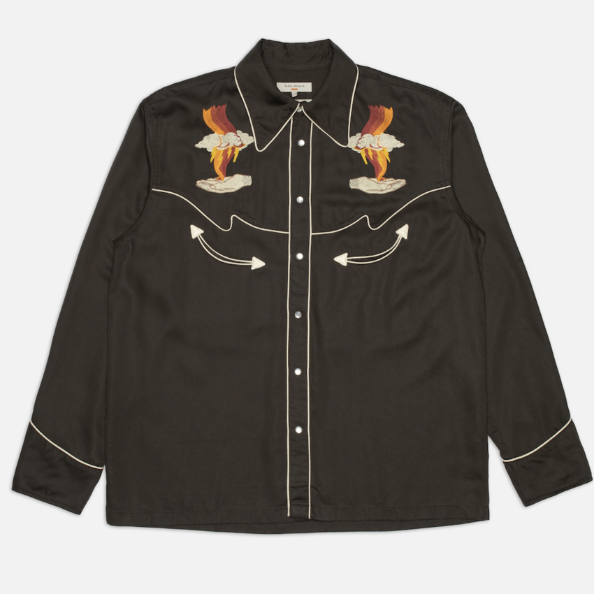 Nudie Jeans Gonzo Sunburns Cowboy Shirt Black/Brown