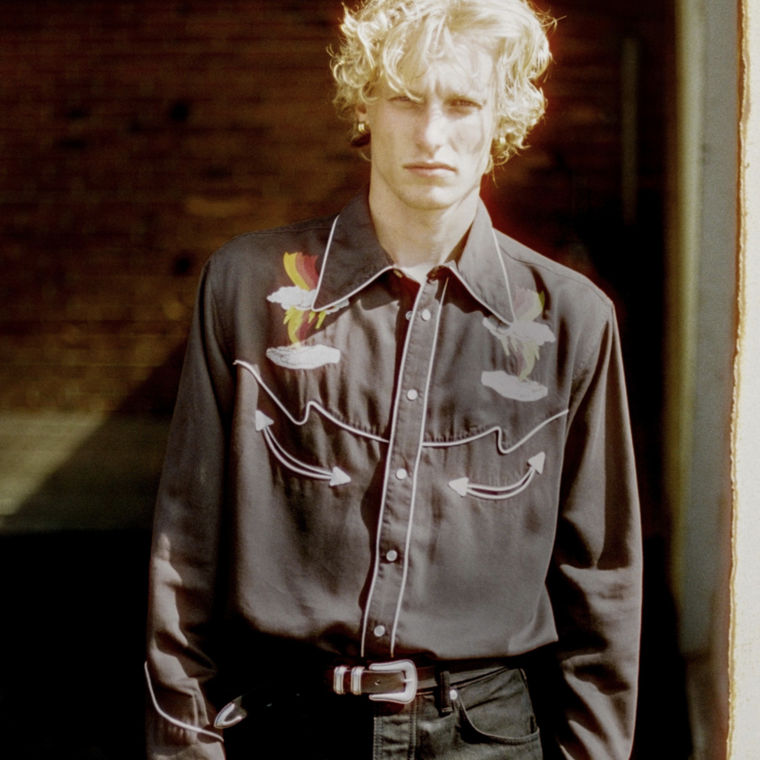 Nudie Jeans Gonzo Sunburns Cowboy Shirt Black/Brown