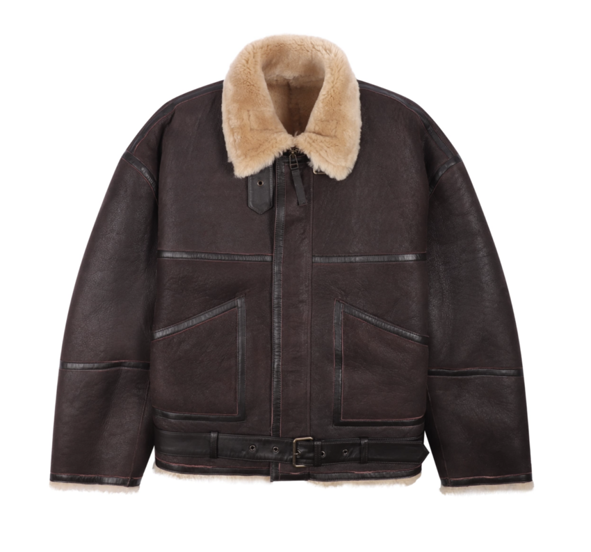 PAL Sporting Goods New Pre-Game 25 Shearling Coat Deep Mahogany