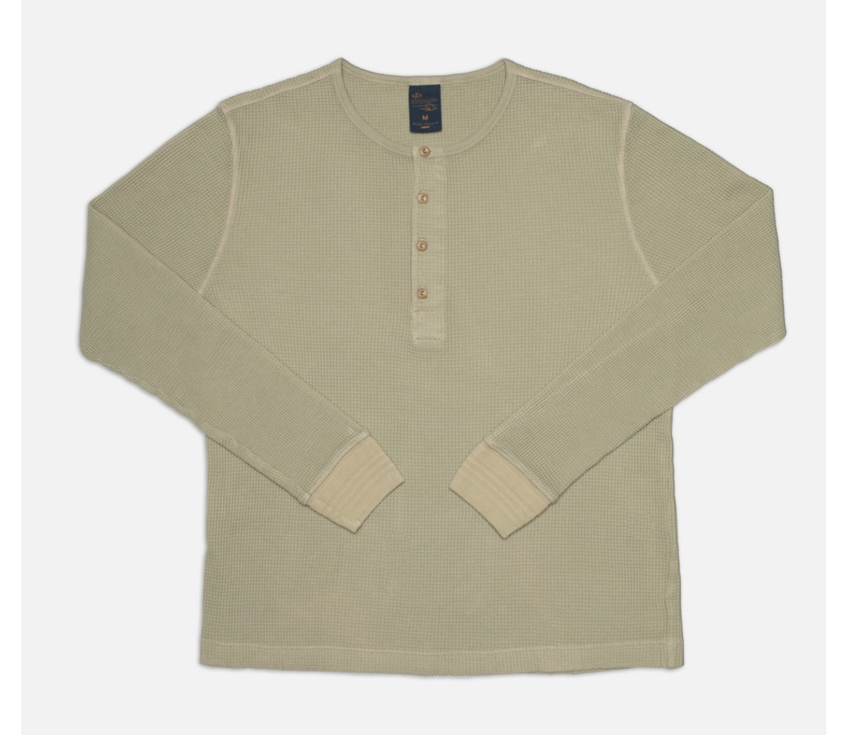 Nudie Jeans LS Henley Waffle T-Shirt Desert