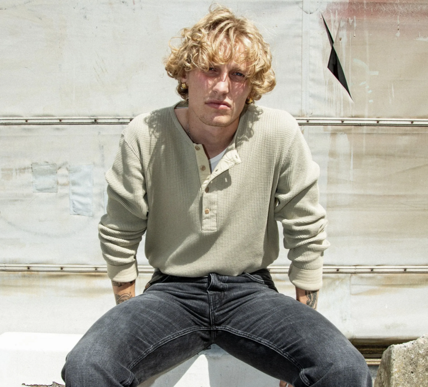 Nudie Jeans LS Henley Waffle T-Shirt Desert