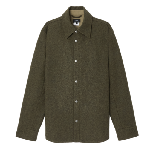 A.P.C. Paris Snap Button Overshirt Green