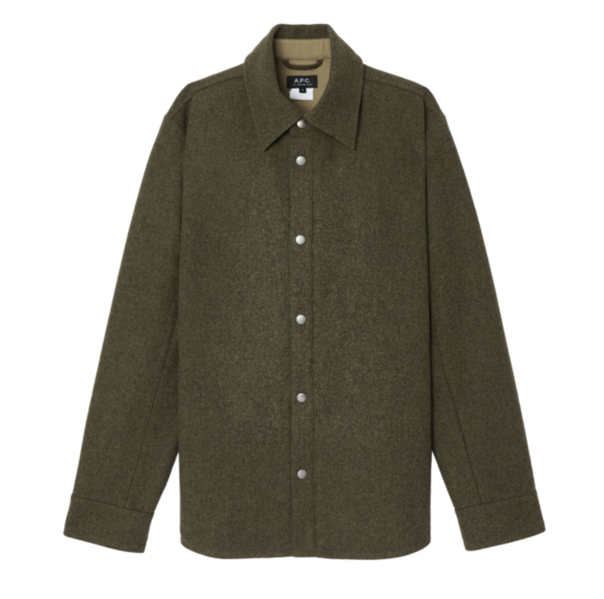 A.P.C. Paris Snap Button Overshirt Green