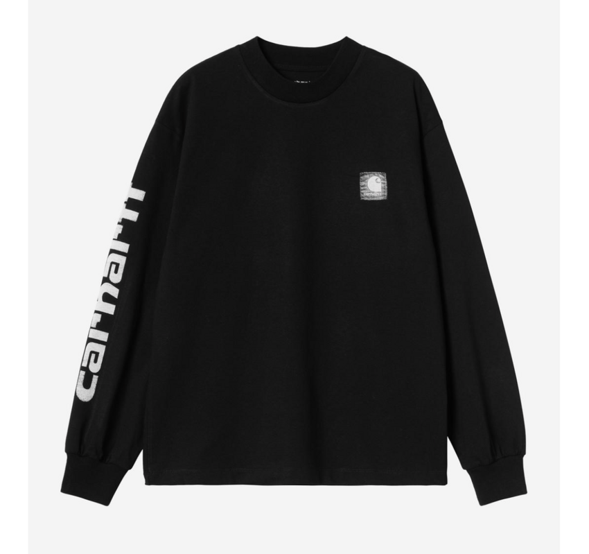 Carhartt WIP L/S Archive Script T-Shirt Black