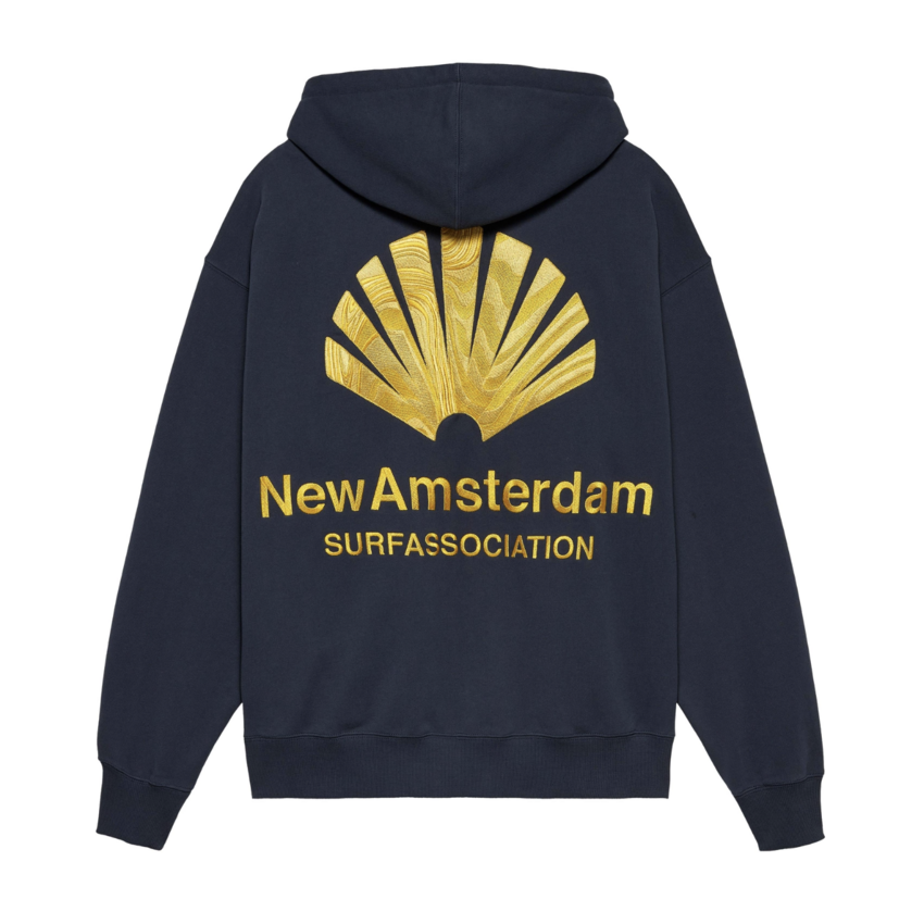 New Amsterdam Surf Association  Logo Hoodie Navy Blazer/Sun Yellow