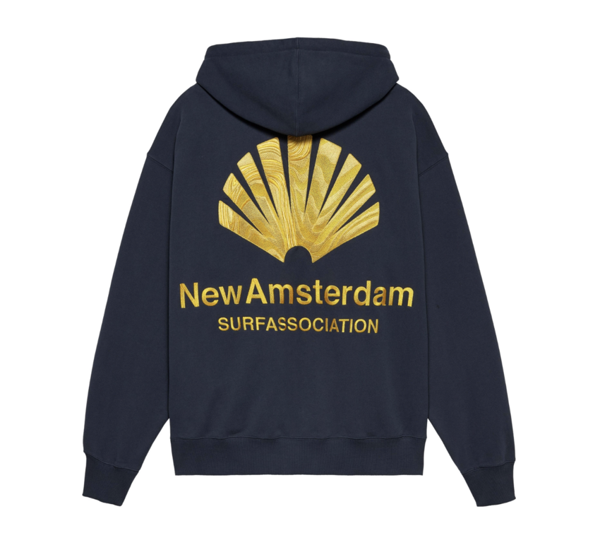 New Amsterdam Surf Association  Logo Hoodie Navy Blazer/Sun Yellow