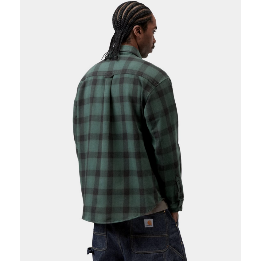 Carhartt WIP L/S Edmands Check Shirt Natural/Kale Green