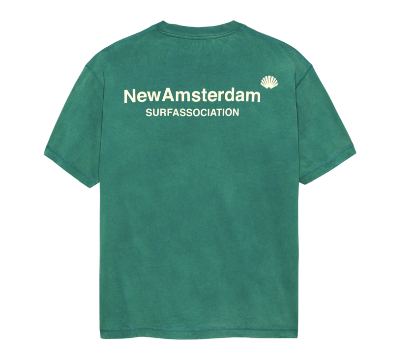 New Amsterdam Surf Association  Logo Tee Sea Green/Butter Yellow