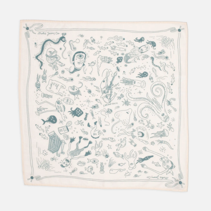 Nudie Jeans Ingrid Bandana Deep Sea Doodles Pink