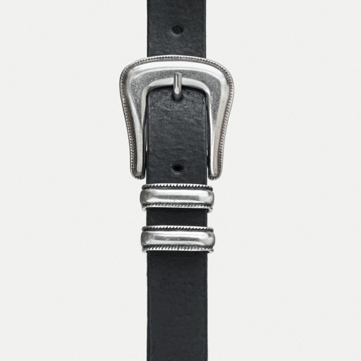 Nudie Jeans Western Silver Belt Black