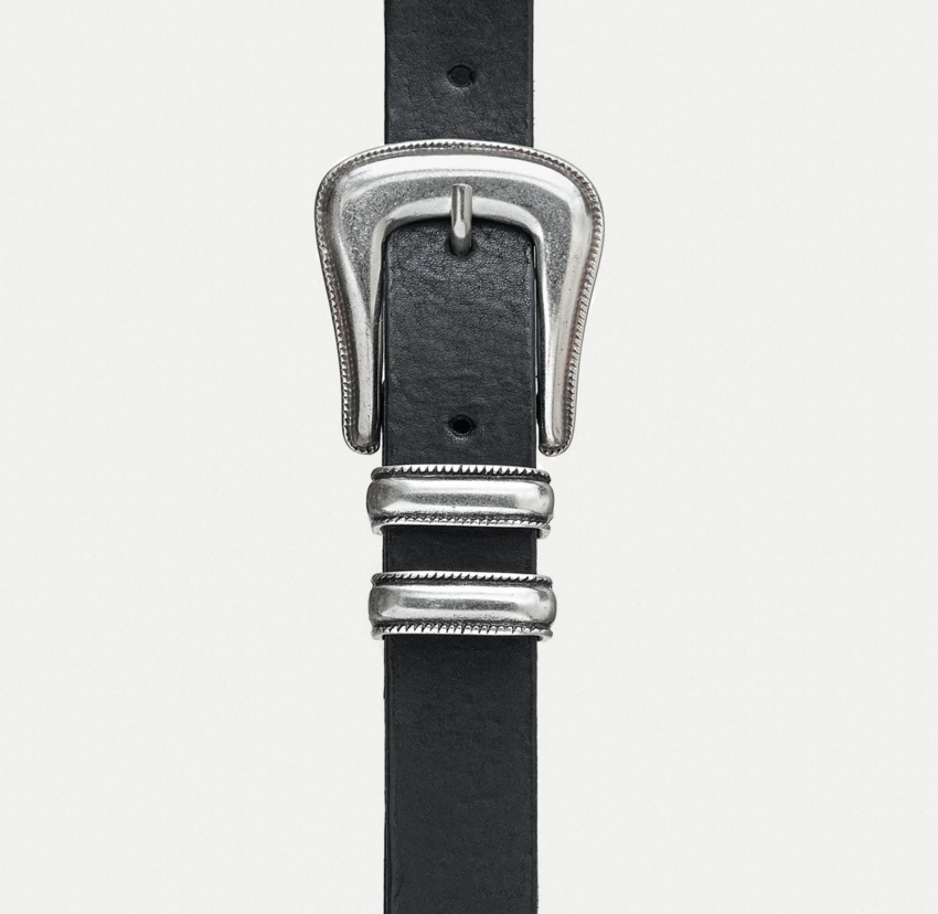 Nudie Jeans Western Silver Belt Black