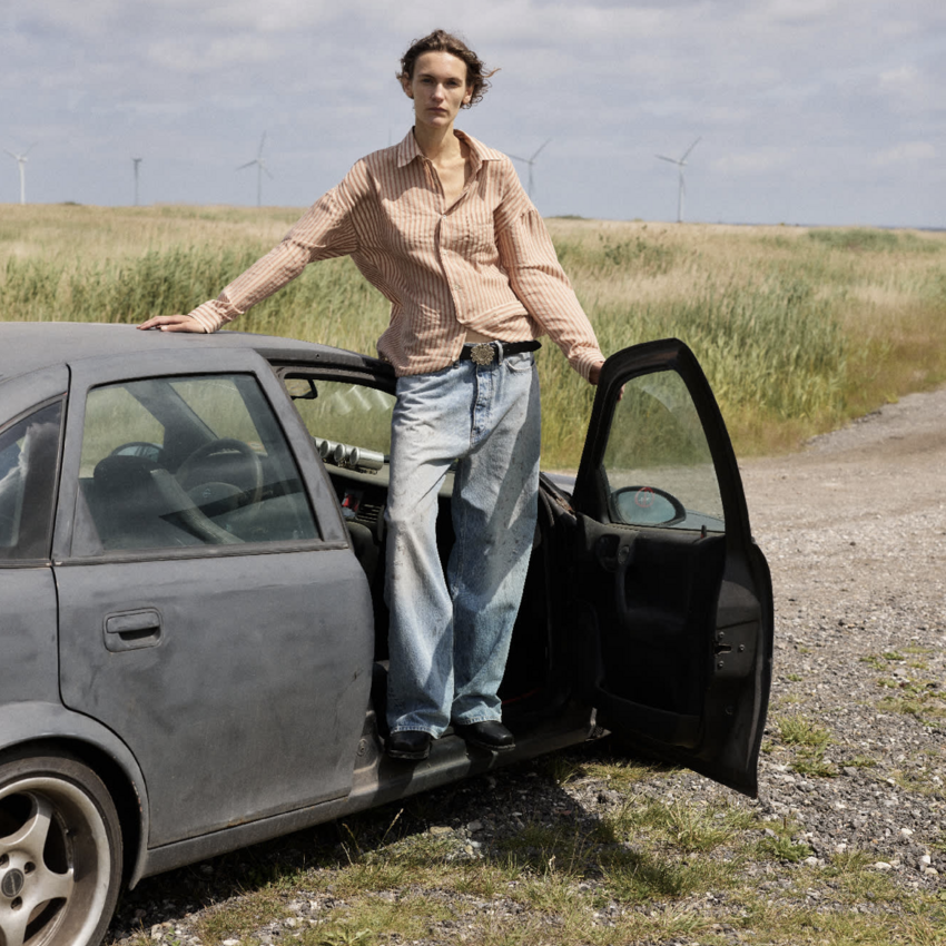 Sunflower Relaxed Boot Jeans Paint Worn Denim