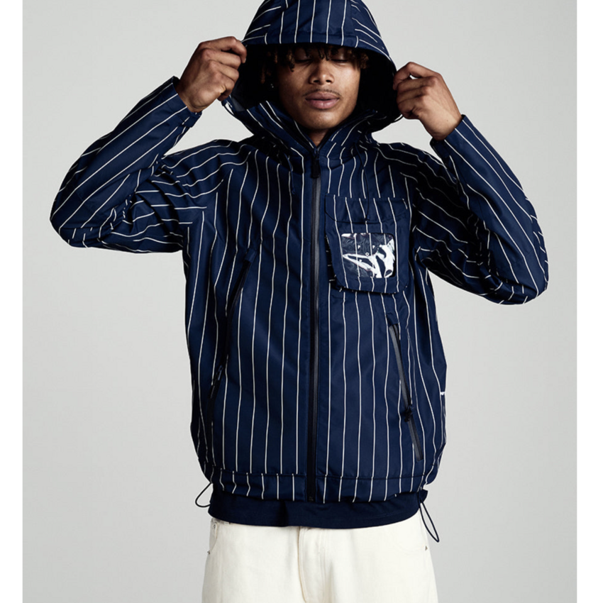 POP Trading Company Pinstripe Oracle Jacket Navy/White