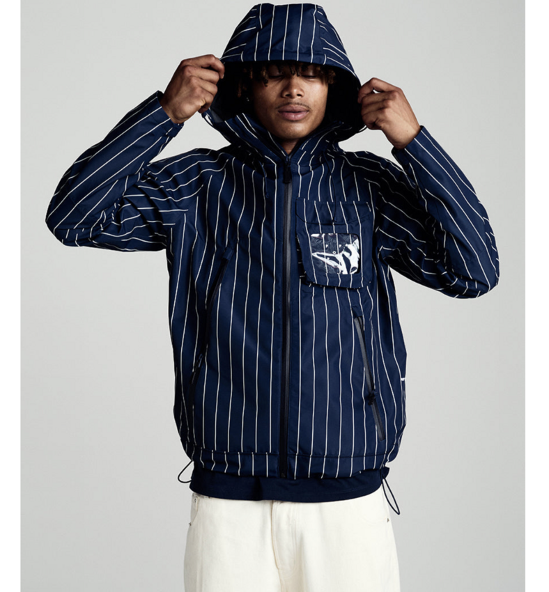POP Trading Company Pinstripe Oracle Jacket Navy/White