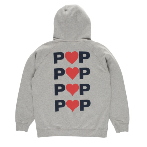 POP Trading Company Hearts Hooded Sweat Heather Grey