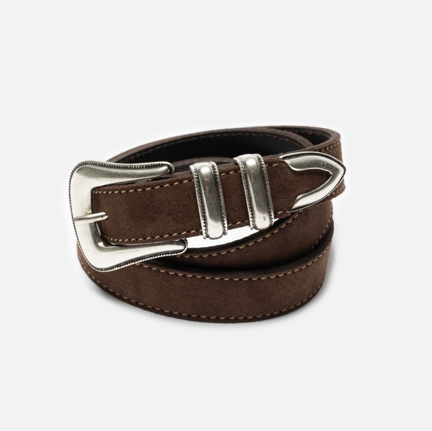 Nudie Jeans Western Silver Belt Dark Brown