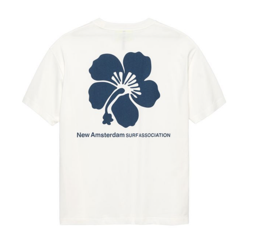 New Amsterdam Surf Association  Hibiscus Tee Washed White