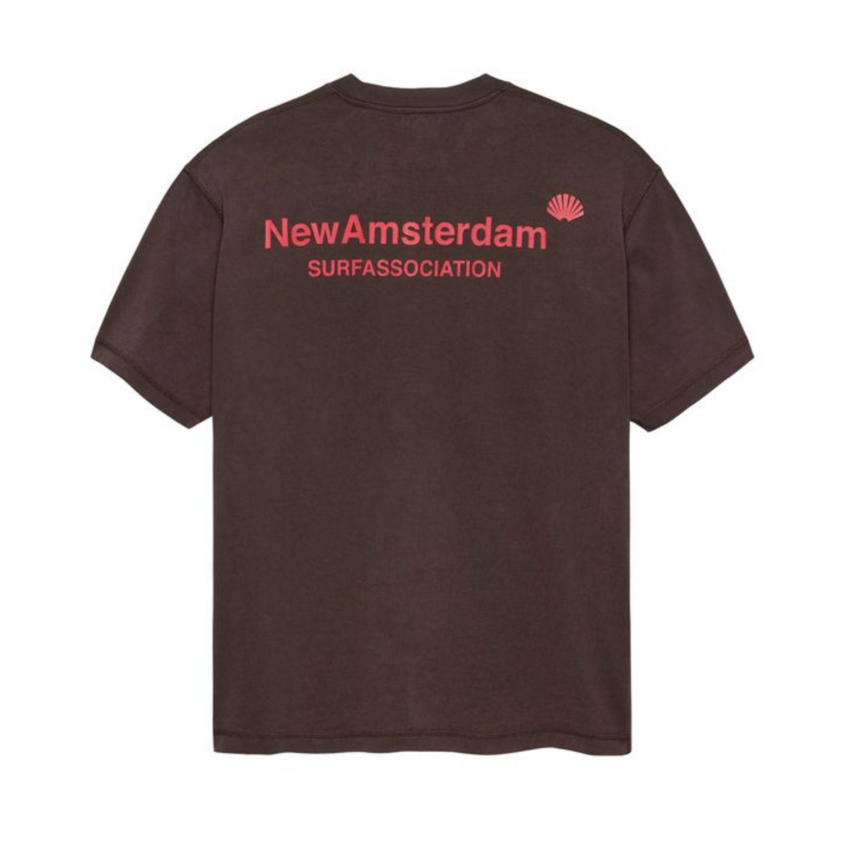 New Amsterdam Surf Association  Logo Tee Walnut/Deep Red