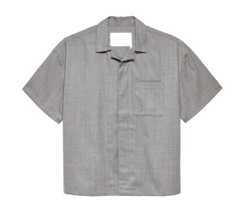 New Amsterdam Surf Association  Wijk Shirt Wool Grey W/ Pink Pinstripes