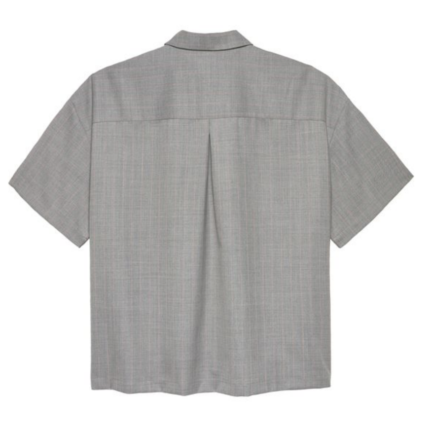 New Amsterdam Surf Association  Wijk Shirt Wool Grey W/ Pink Pinstripes