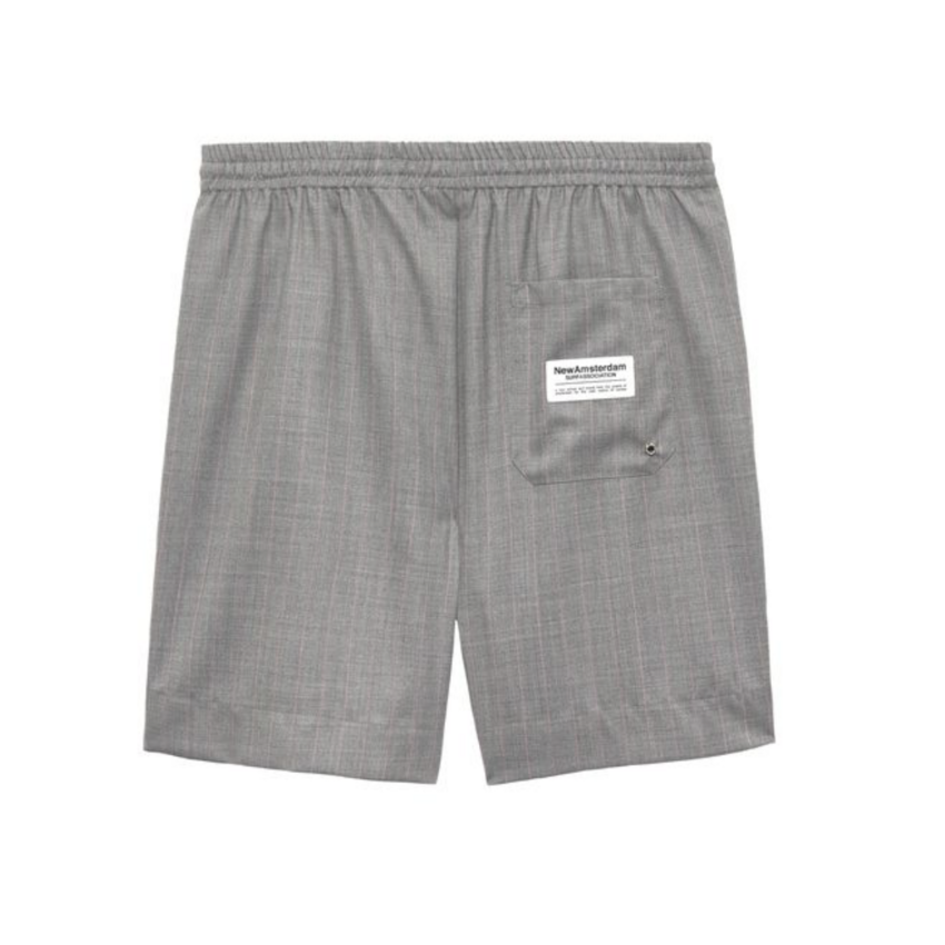 New Amsterdam Surf Association  Work Shorts Wool Grey W/Pink Pinstripes
