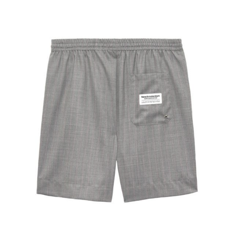 New Amsterdam Surf Association  Work Shorts Wool Grey W/Pink Pinstripes