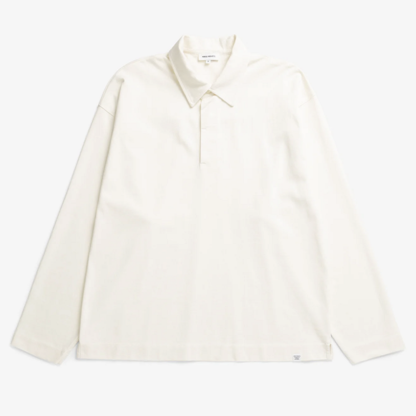 Norse Projects  Isefjord Compact Cotton LS Polo Ecru