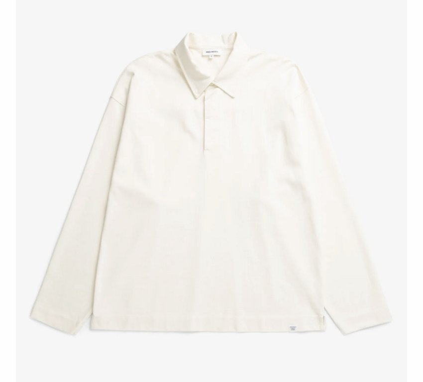 Norse Projects  Isefjord Compact Cotton LS Polo Ecru