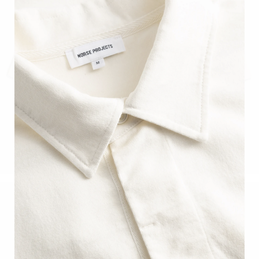 Norse Projects  Isefjord Compact Cotton LS Polo Ecru