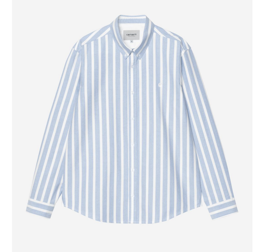 Carhartt WIP L/S Deven Shirt Stripe Bleach/White