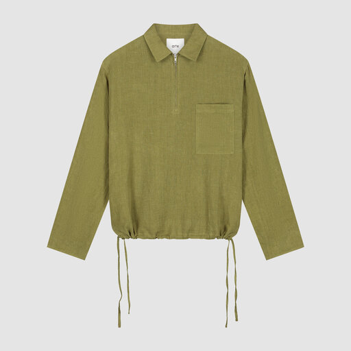 ARTE Antwerp Linen Quarter Zip Pullover Green