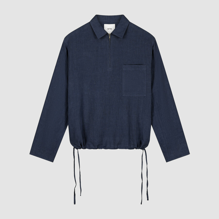 ARTE Antwerp Linen Quarter Zip Pullover Navy