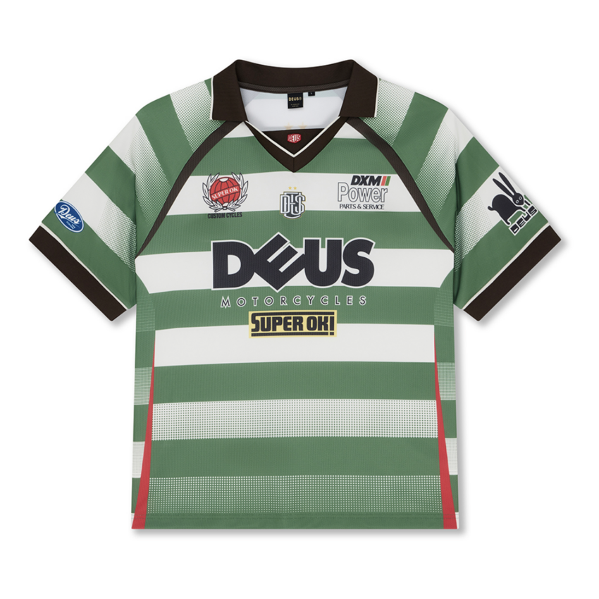 Deus Ex Machina Stripe SS Moto Jersey Green