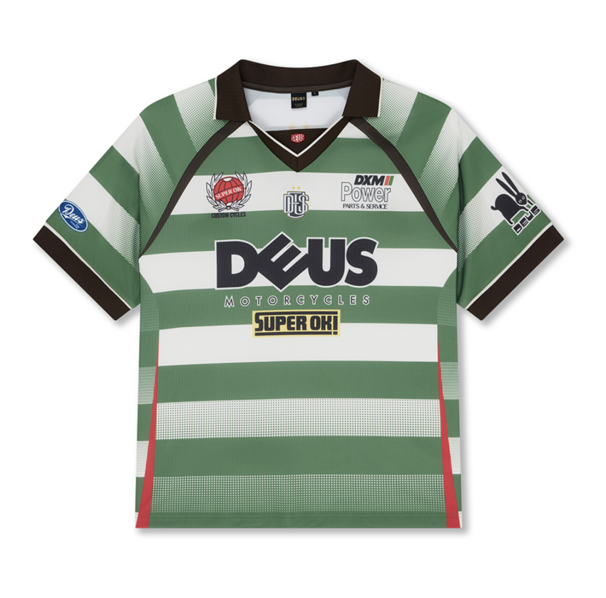 Deus Ex Machina Stripe SS Moto Jersey Green