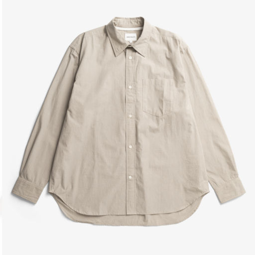 Norse Projects  Espevik Oversize Micro Poplin Check Shirt Oatmeal