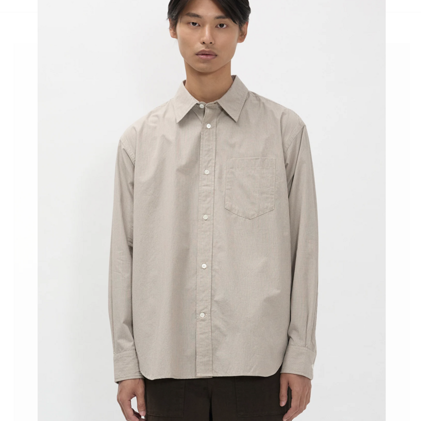Norse Projects  Espevik Oversize Micro Poplin Check Shirt Oatmeal S