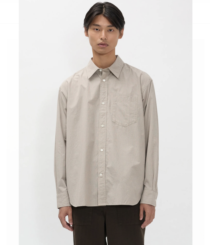 Norse Projects  Espevik Oversize Micro Poplin Check Shirt Oatmeal S