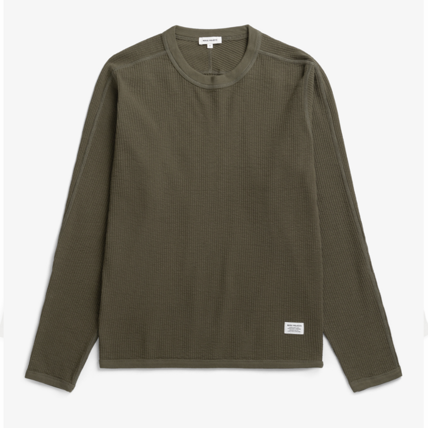 Norse Projects  Stevns Cotton Hemp Military Rib LS T-Shirt Olive Night