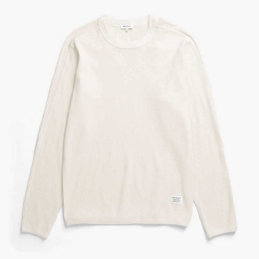 Norse Projects  Stevns Cotton Hemp Military Rib LS T-Shirt Ecru