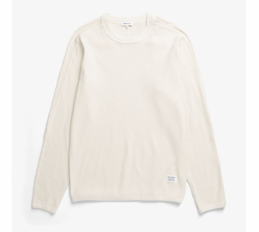 Norse Projects  Stevns Cotton Hemp Military Rib LS T-Shirt Ecru