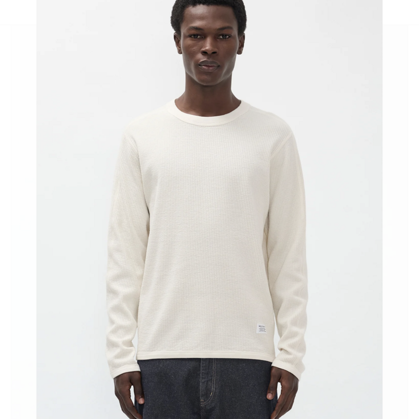Norse Projects  Stevns Cotton Hemp Military Rib LS T-Shirt Ecru
