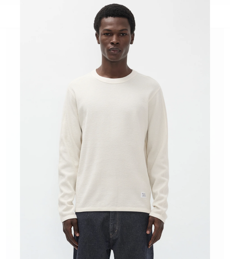 Norse Projects  Stevns Cotton Hemp Military Rib LS T-Shirt Ecru