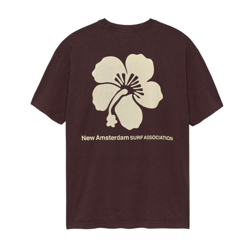 New Amsterdam Surf Association  Hibiscus Tee Walnut