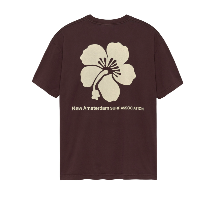 New Amsterdam Surf Association  Hibiscus Tee Walnut