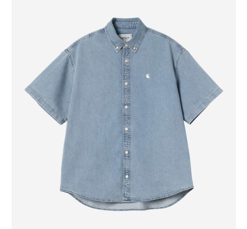 Carhartt WIP S/S Lucas Denim Shirt Blue Bleached